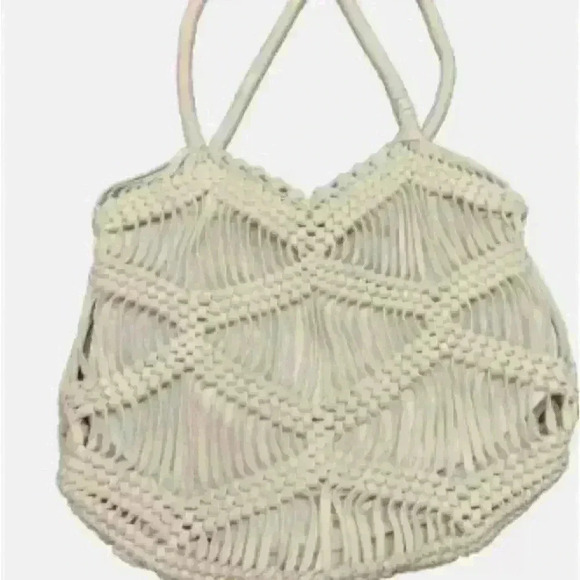 London Kaye Crochet Hobo Bag Shoulder Ivory Macrame Western Boho Tote Coastal - Picture 2 of 5